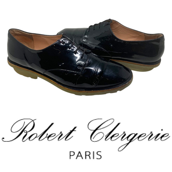 Robert Clergerie Womens Sz 8 Patent Leather Oxfords Lace Up Avant Garde Dust Bag - Picture 1 of 13